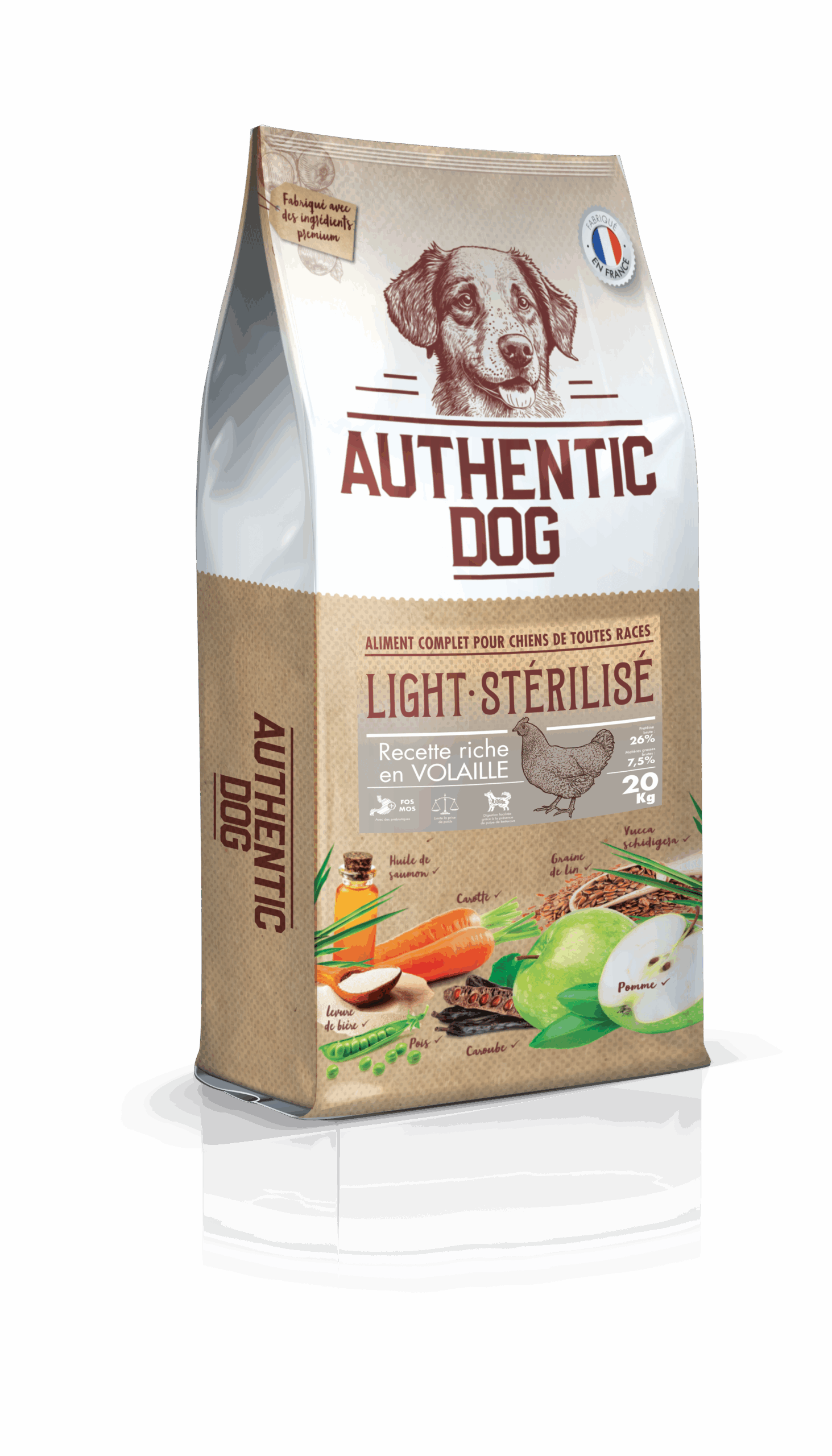 Authentic Pets Grossiste Animalier Bretagne D1554 AUTHENTIC DOG COMPLETE 20 KG 3D FACING